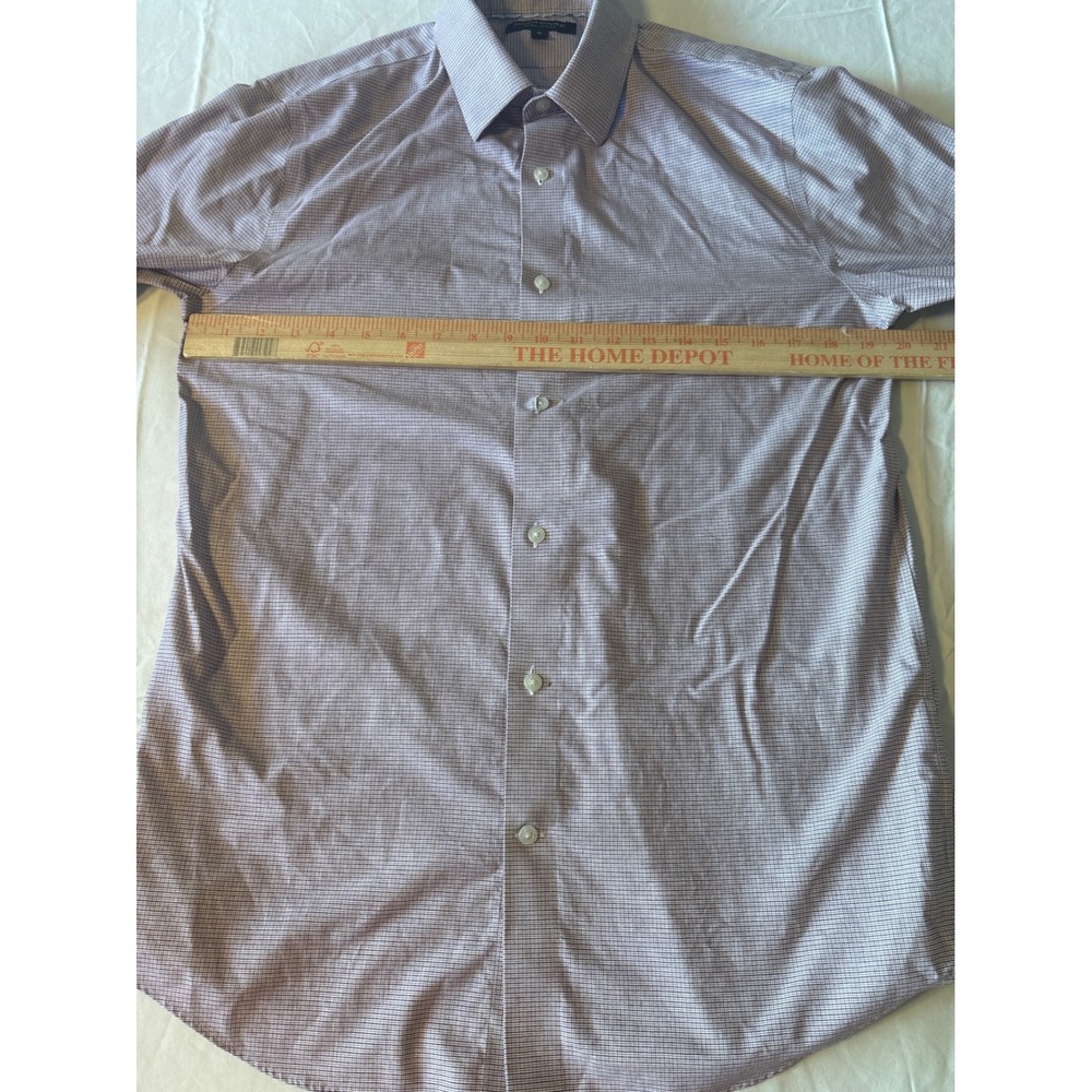 Banana Republic Dress Shirt Mens Medium Purple White Micro-Check Long Slv - Picture 7 of 13